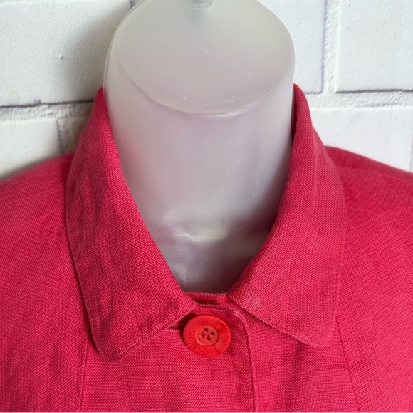 TALBOTS Coral Red Cropped linen Blazer with Classic Lapel/size 2P - Picture 9 of 12